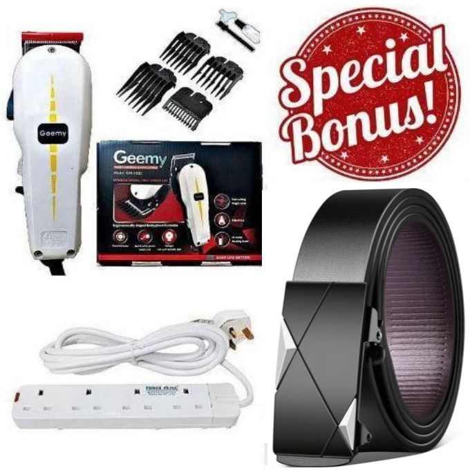 BEST & AFFORDABLE PROFESSIONAL HAIR SHAVING ELECTRIC HAIR KINYOZI MACHINE + 4 WAY POWER EXTENSION CABLE, Men's Belt Leather Automatic BUCKLE BELT