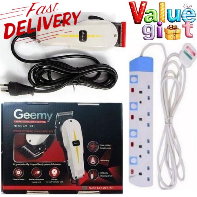 BEST & AFFORDABLE PROFESSIONAL HAIR SHAVING ELECTRIC HAIR KINYOZI MACHINE + 4 WAY POWER EXTENSION CABLE SOCKET WITH SAFETY SWITCHES