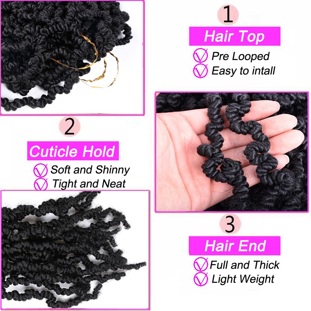 Short Curly Pretwisted Spring Twist Crochet Hair 10 inch Ombre Pre-twisted Spring Twist Crochet Hair 15 Strands/pack Pre Looped 1 Pack Short Curly Braids Fluffy Twist Crochet Braids