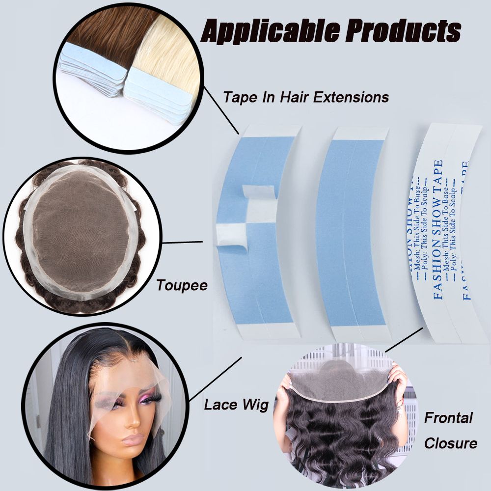 36pcs Double Sided Wig Tape Waterproof Lace Front Tape for Wigs Adhesive Tape Strong Hold Clear Wig Tape for Lace Wigs Toupee Hairpiece