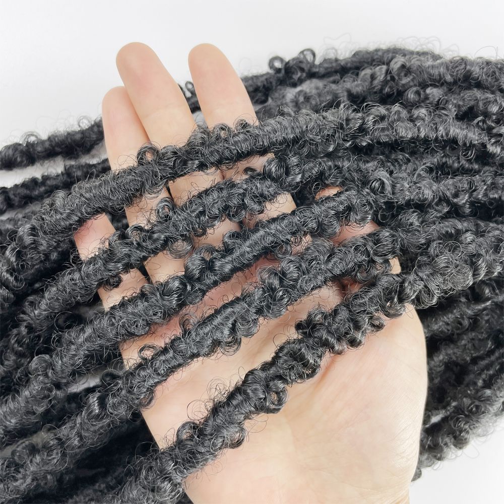 Butterfly Locs Crochet Hair 12 Inch 1 Pack Pre Looped Distressed Crochet Braids Handmade Soft Locs Synthetic Hair Extension for Black Women