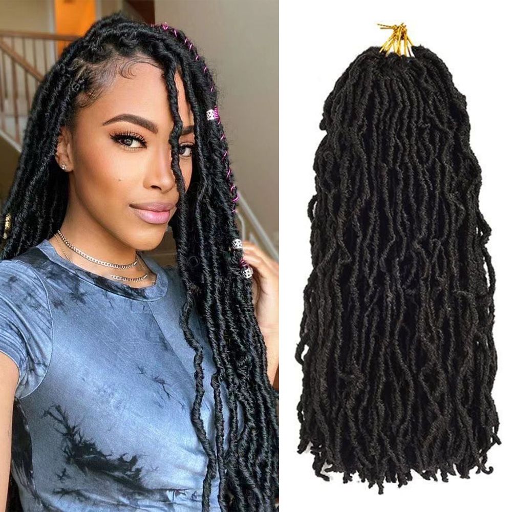 18 Inch Soft Nu Locs Crochet Hair Pre Looped 1 Pack Faux Locs Crochet Braids Goddess Locs Dreadlocs Synthetic Hair For Black Women