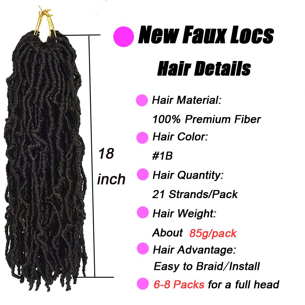 18 Inch Soft Nu Locs Crochet Hair Pre Looped 1 Pack Faux Locs Crochet Braids Goddess Locs Dreadlocs Synthetic Hair For Black Women
