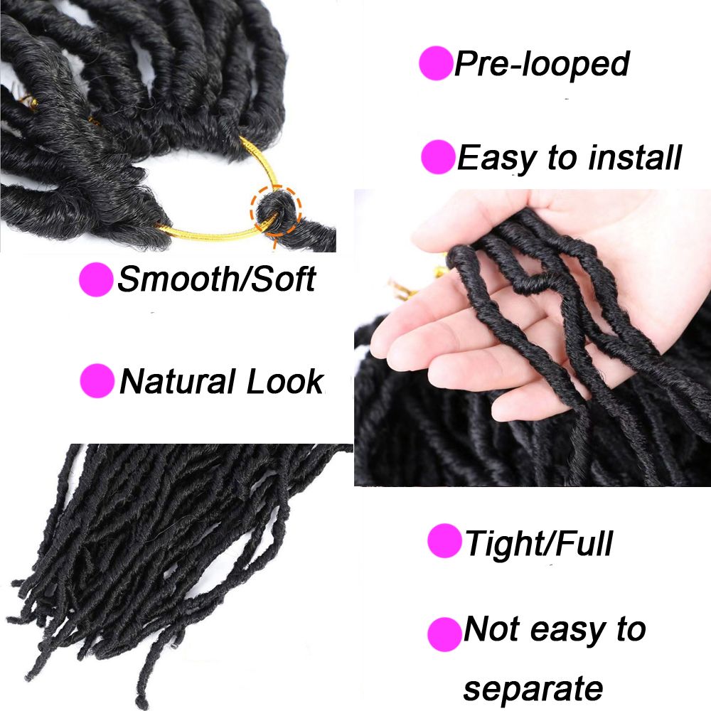 18 Inch Soft Nu Locs Crochet Hair Pre Looped 1 Pack Faux Locs Crochet Braids Goddess Locs Dreadlocs Synthetic Hair For Black Women