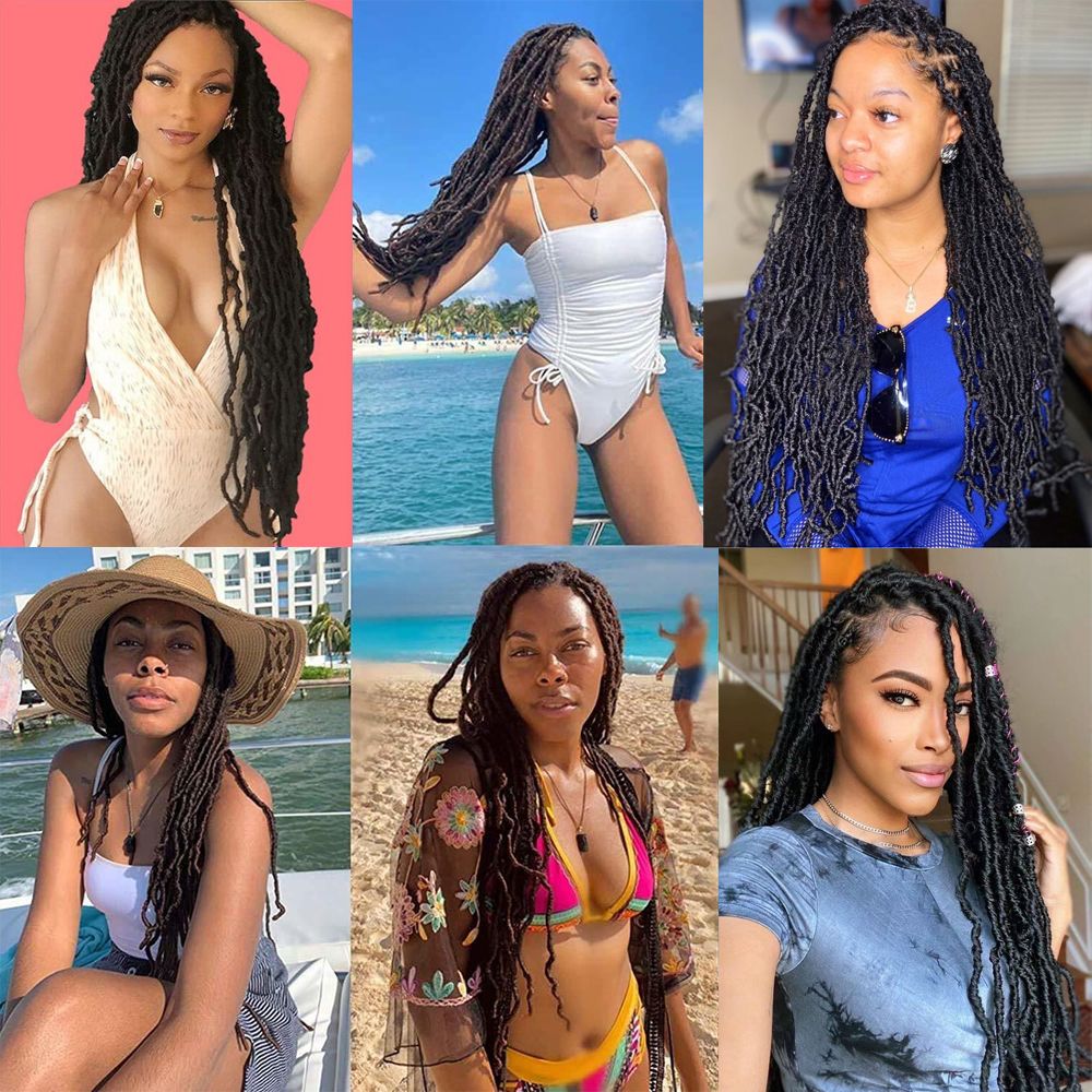 18 Inch Soft Nu Locs Crochet Hair Pre Looped 1 Pack Faux Locs Crochet Braids Goddess Locs Dreadlocs Synthetic Hair For Black Women