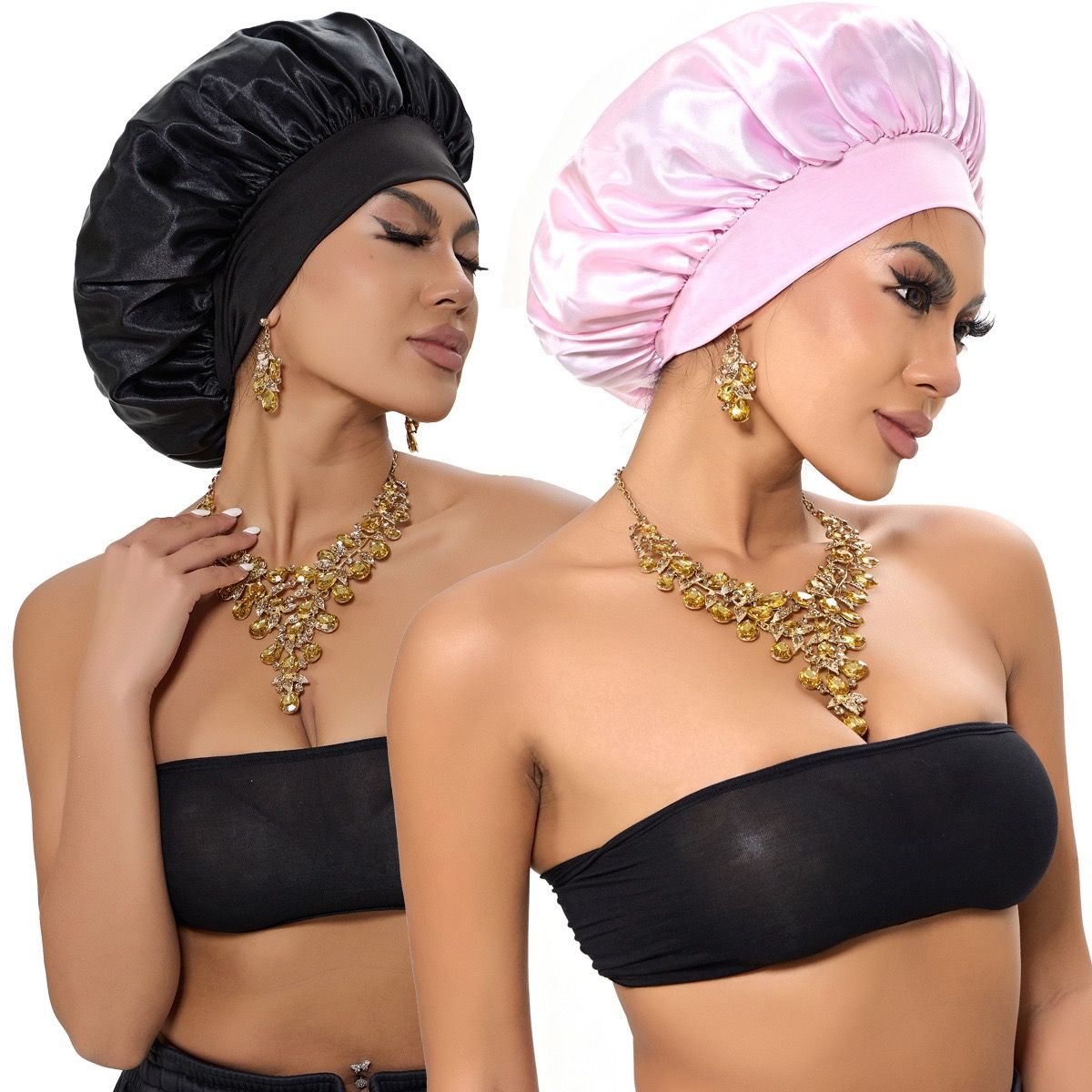 Satin Bonnet Silk Hair Bonnet for Sleeping Sleep Bonnets for Women Large Wide Soft Band Sleep Cap for Curly Hair Braids