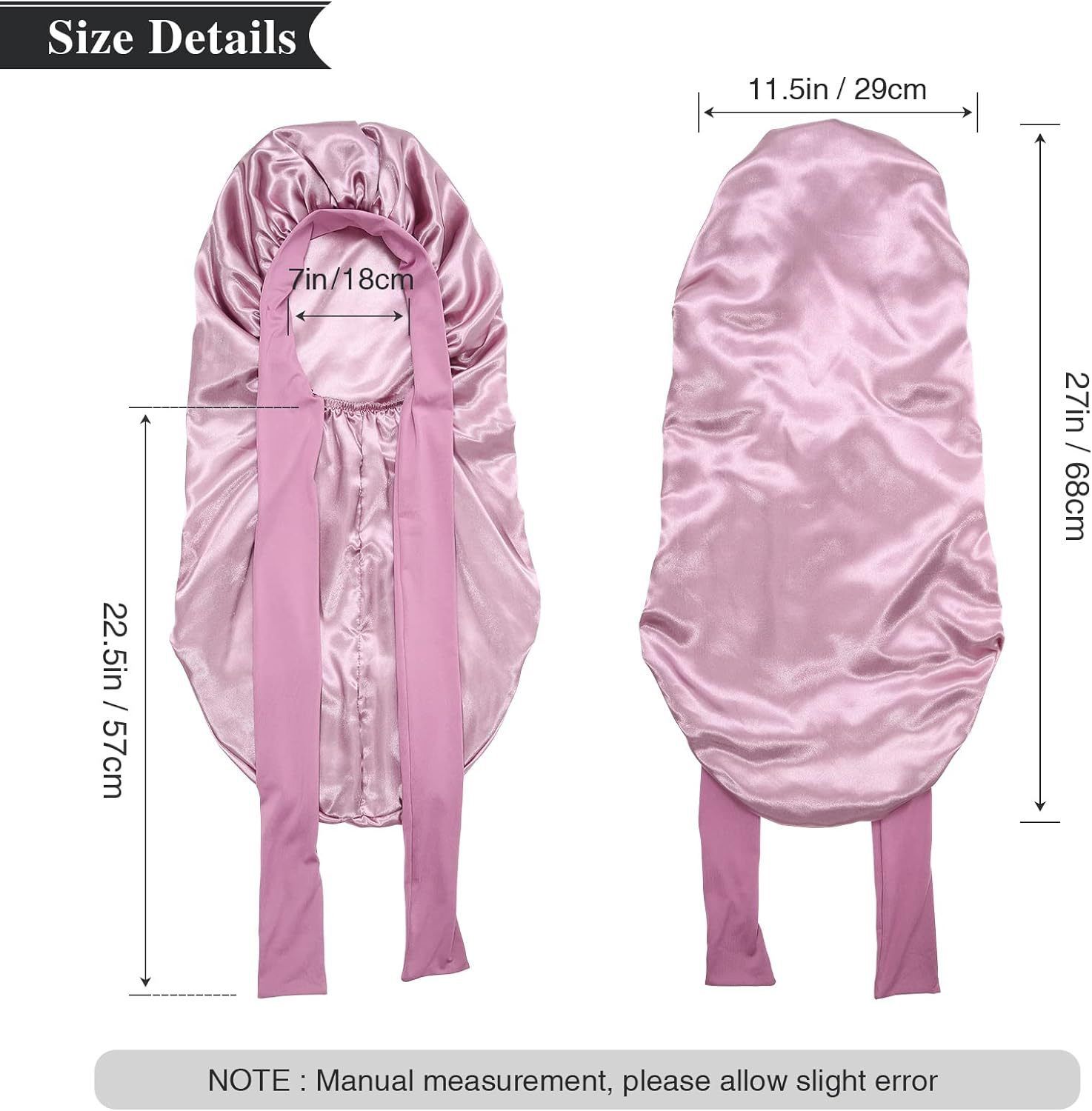 Long Bonnet Satin Hair Silk Bonnet for Sleeping Women, Silky Bonnets for Women with Tie Band, Sleep Cap for Braids Curly Hair