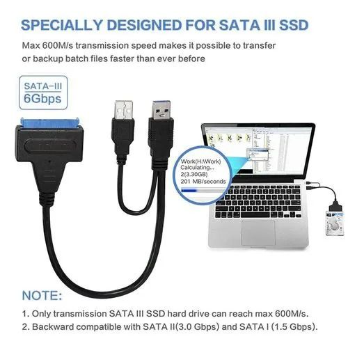 SATA to USB 3.0  Cable Up to 6 Gbps for 2.5 Inch External HDD SSD Hard Drive SATA 3 22 Pin Adapter USB 3.0 to Sata III Cord