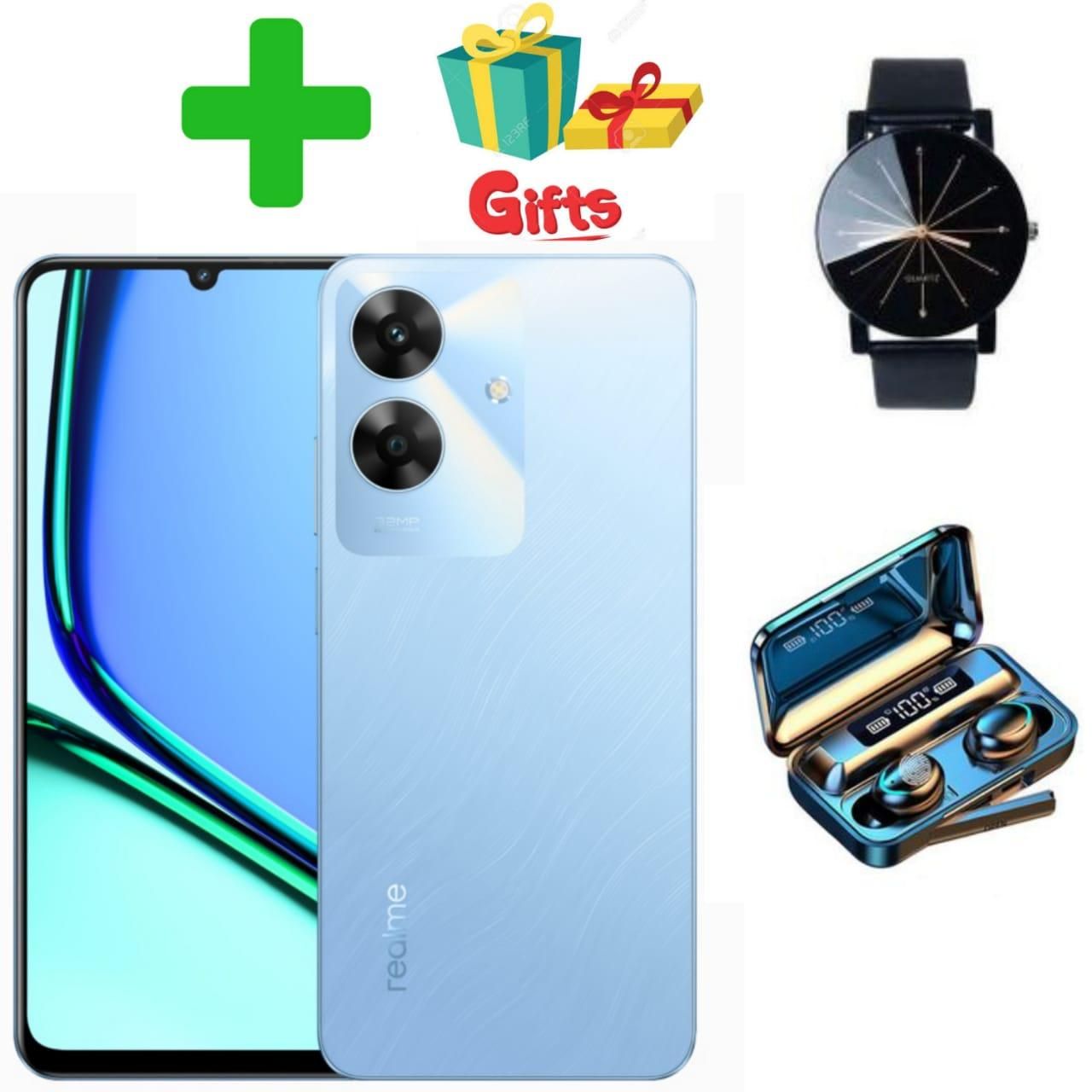 NEW ARRIVALS!! Realme Note 60- 6.74 Inch IPS LCD Display, 8+256GB RAM- Expandable Upto 16GB(8+8) RAM, 5000mAh, Android 14, Fingerprint (side-mounted), 32MP Rear & 5MP Front Camera +FREE