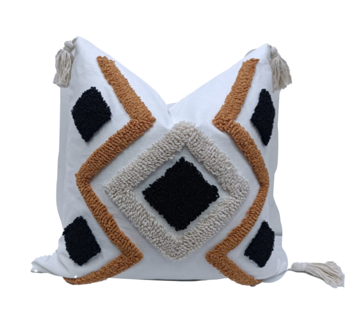 Multicolored  Boho/Woven Amity Geometric Throw Pillow Case Cotton Home Sofa Headrest Cushion Waist Pillow Cover Moroccan Bohemian Tufting Embroidery