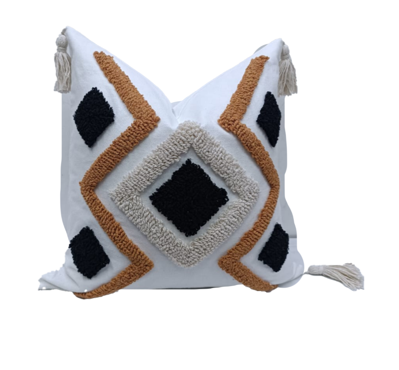 Multicolored  Boho/Woven Amity Geometric Throw Pillow Case Cotton Home Sofa Headrest Cushion Waist Pillow Cover Moroccan Bohemian Tufting Embroidery