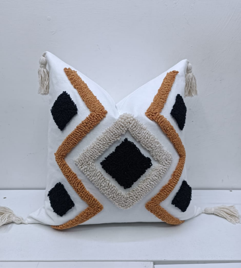 Multicolored  Boho/Woven Amity Geometric Throw Pillow Case Cotton Home Sofa Headrest Cushion Waist Pillow Cover Moroccan Bohemian Tufting Embroidery