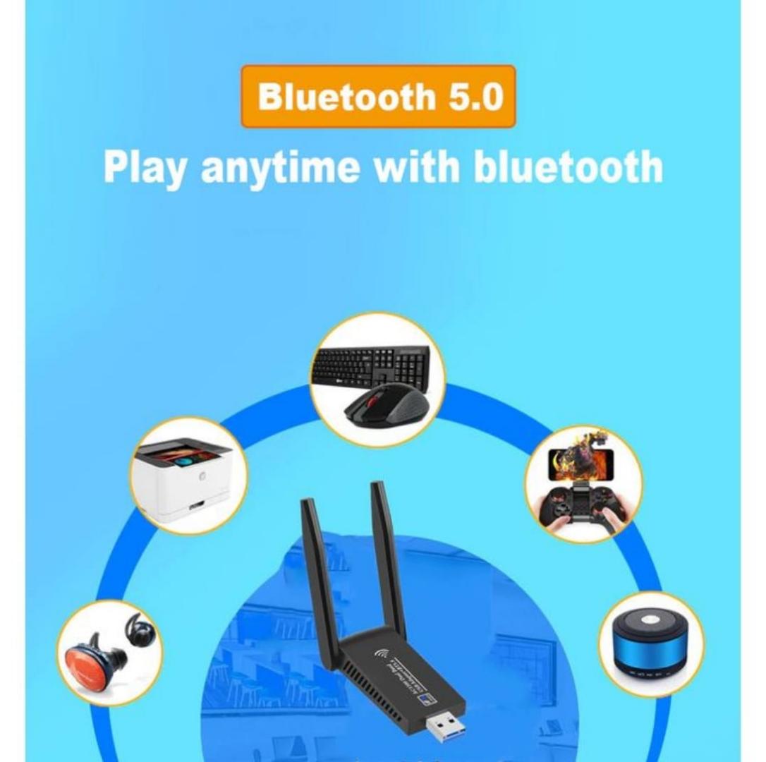 2in1 1300Mbps WiFi + Bluetooth 5.0 Powerful Adapter USB 3.0 Dongle Dual Band 2.4G&5GHz WiFi 5 Network Wireless Wlan Receiver EEEkit Wireless Network Adapter With High Gain Dual Band 2dBi Antenna For P
