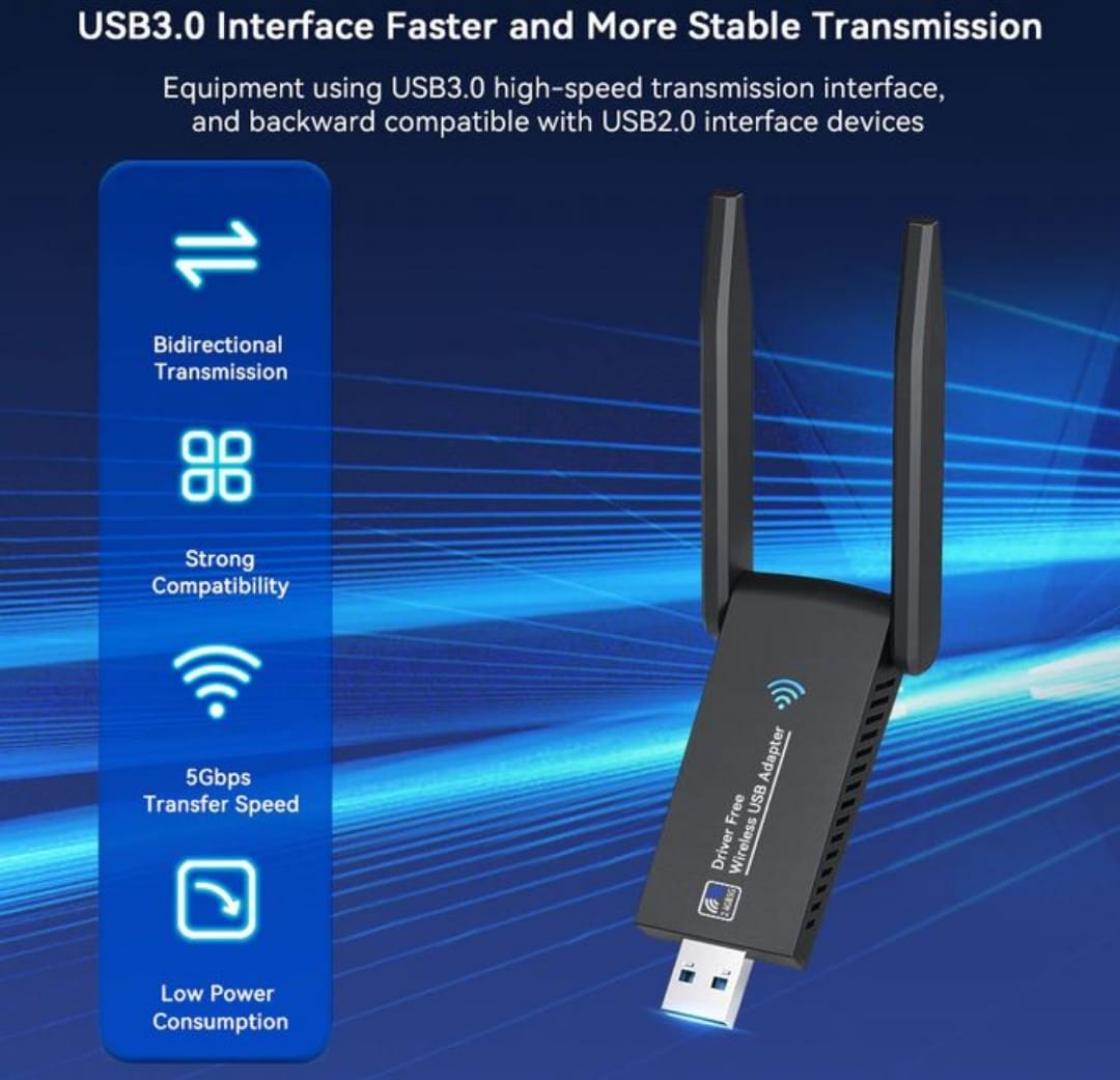 2in1 1300Mbps WiFi + Bluetooth 5.0 Powerful Adapter USB 3.0 Dongle Dual Band 2.4G&5GHz WiFi 5 Network Wireless Wlan Receiver EEEkit Wireless Network Adapter With High Gain Dual Band 2dBi Antenna For P