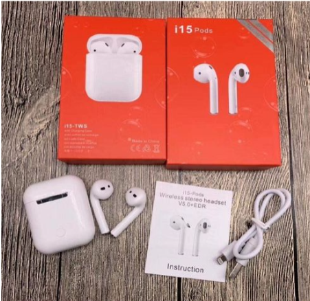 TWS Airpods Twins Bluetooth Earbuds Original I15 Airpods/Headphones/Earphones. Bluetooth V5.0 Earphone Touch Sensor True Stereo 10m