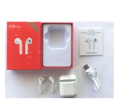 TWS Airpods Twins Bluetooth Earbuds Original I15 Airpods/Headphones/Earphones. Bluetooth V5.0 Earphone Touch Sensor True Stereo 10m
