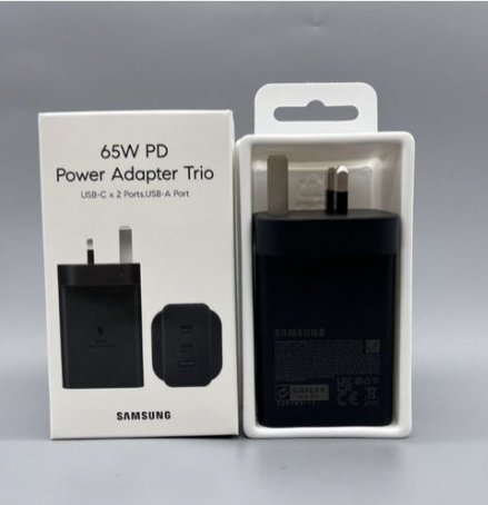 Samsung 65W USB C Charger, 3 Ports SuperFast Wall Charger/Adapter For Galaxy A16/A06/S25/S24/S23/S22/S21 FE/S22+/S20 FE/S10e/S9/S8/Z Note 20/A15 5G/A14 5G/A54/A55/A03s/A53A35/A23/A24/A25/A05S/A04S/A34