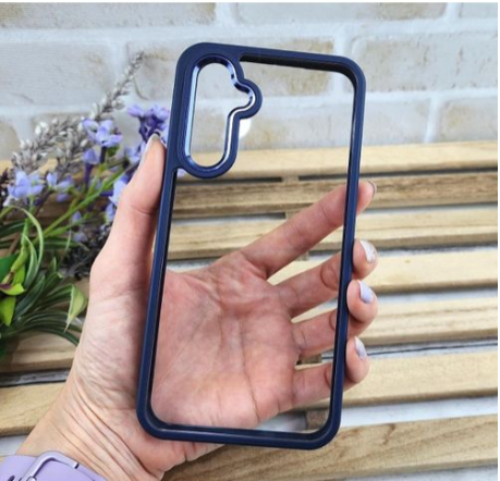 Samsung Galaxy A16 Transparent, Clear and Colorless with Blue Edges New Skin Unique and Stylish Phone Case/ Cover
