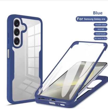 Samsung Galaxy A16 Transparent, Clear and Colorless with Blue Edges New Skin Unique and Stylish Phone Case/ Cover