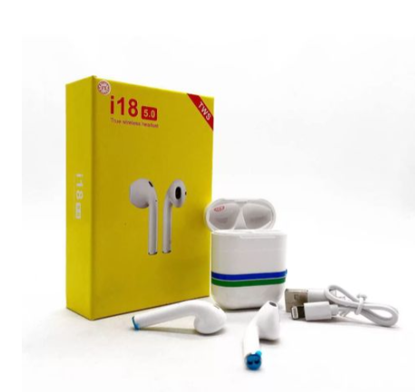 TWS Airpods Twins Bluetooth Earbuds Original I18 Airpods/Headphones/Earphones. Bluetooth V5.0 Earphone Touch Sensor True Stereo 10m Transmission Built in Mic Earbuds with Charging