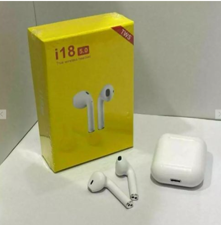 TWS Airpods Twins Bluetooth Earbuds Original I18 Airpods/Headphones/Earphones. Bluetooth V5.0 Earphone Touch Sensor True Stereo 10m Transmission Built in Mic Earbuds with Charging