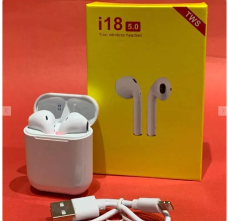 TWS Airpods Twins Bluetooth Earbuds Original I18 Airpods/Headphones/Earphones. Bluetooth V5.0 Earphone Touch Sensor True Stereo 10m Transmission Built in Mic Earbuds with Charging
