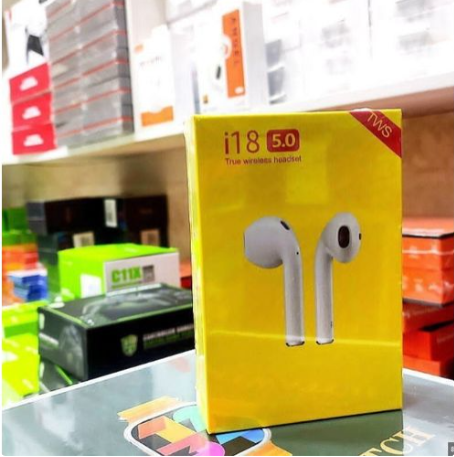 TWS Airpods Twins Bluetooth Earbuds Original I18 Airpods/Headphones/Earphones. Bluetooth V5.0 Earphone Touch Sensor True Stereo 10m Transmission Built in Mic Earbuds with Charging