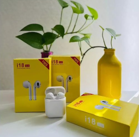 TWS Airpods Twins Bluetooth Earbuds Original I18 Airpods/Headphones/Earphones. Bluetooth V5.0 Earphone Touch Sensor True Stereo 10m Transmission Built in Mic Earbuds with Charging