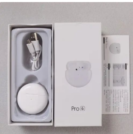 TWS Air Pro 6 Airpods/Earbuds Wireless Headphones With Mic, Bluetooth Earphones Sport Running Headset For IPhone/Android Pro6 Earbuds