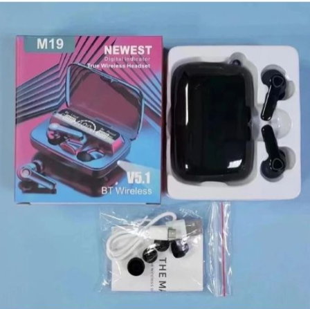 TWS M19 Ear Buds Wireless Airpods M19 with Powerbank, Bluetooth 5.3 Headphones In Ear, Bluetooth Earphones with Built-in Microphone, Wireless Ear Buds, Bluetooth Earbuds with Mic
