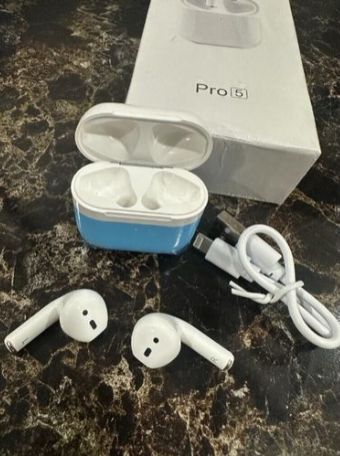 TWS Airpods Twins Bluetooth Earbuds Original Pro 5 Airpods/Headphones/Earphones. Bluetooth V5.0 Earphone Touch Sensor True Stereo 10m Transmission Built in Mic Earbuds with Charging Case