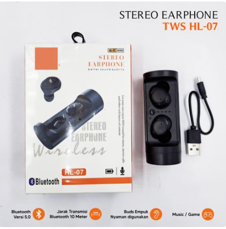 Jbl Wireless Bluetooth HL-07 Earbuds Wireless Airpods, Bluetooth 5.3 Headphones In Ear, Bluetooth Earphones with Built-in Microphone, Wireless Ear Buds, Bluetooth Earbuds with Mic, Charging