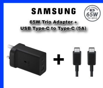 Samsung Super Fast USB C Wall Charger 65w Trio Adapter for Galaxy A06/A16/ S25/ S24/S23/S22/S21 FE/S22+/S20 FE/S10e/S9/S8/Z Note 20/21, A15 5G/A14 5G/A54/A55/A13 5G/A03s/A53 5G/A35/A23/A24/
