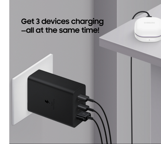 Samsung 65W USB C Charger, 3 Ports SuperFast Wall Charger/Adapter For Galaxy A16/A06/S25/S24/S23/S22/S21 FE/S22+/S20 FE/S10e/S9/S8/Z Note 20/A15 5G/A14 5G/A54/A55/A03s/A53A35/A23/A24/A25/A05S/A04S/A34