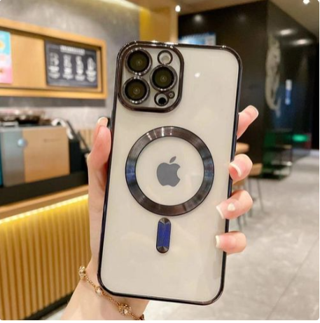 Apple iPhone 13 Pro Max Cover Clear Luxury Case MagSafe, Shockproof Case, Highspeed Wireless Charging case/cover