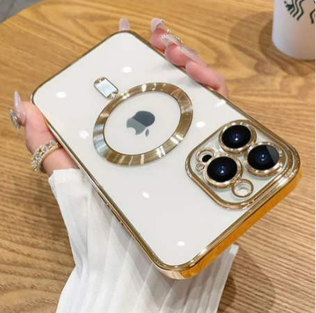 Apple iPhone 13 Pro Cover Clear Luxury Case MagSafe, Shockproof Case, Highspeed Wireless Charging case/cover