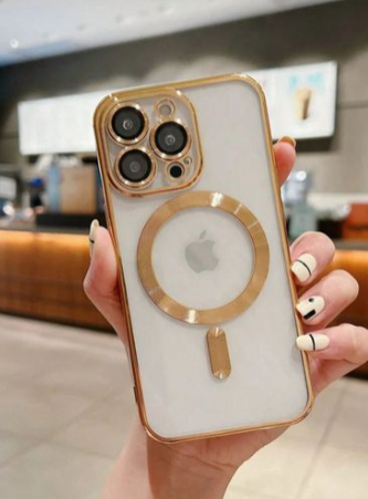 Apple iPhone 13 Pro Cover Clear Luxury Case MagSafe, Shockproof Case, Highspeed Wireless Charging case/cover
