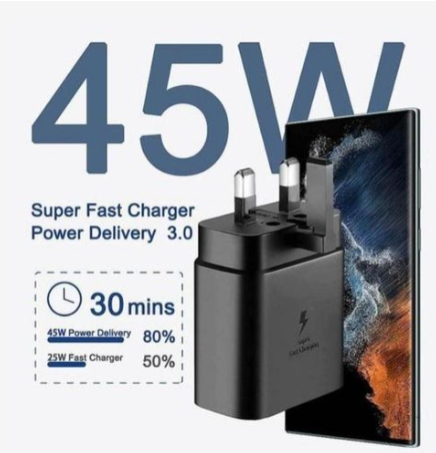Samsung 45 Watts Super Fast Charger Adapter With Type C To C Output For Galaxy A06, A16, A26, S24 Ultra, A36, A56, A05, A05s, A14, A15, A23, A24, A25, A33, A34, A35, A53, A54, A55, A07, A17, S25 Ultra