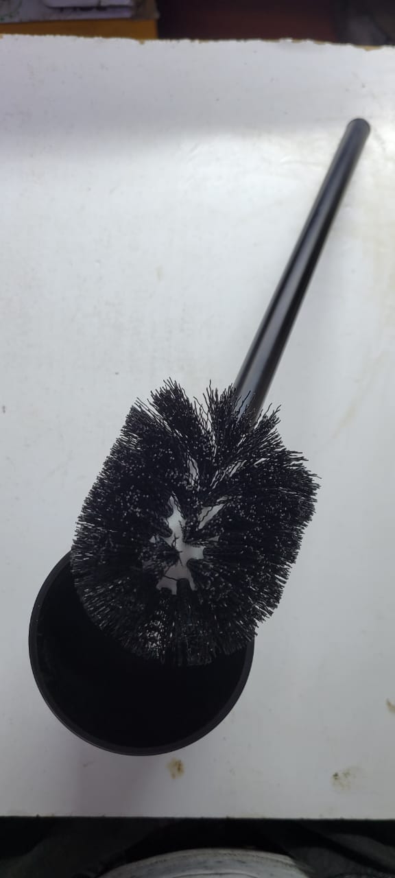 Black Plastic Toilet Brush & Holder Set – Durable & Hygienic Bathroom Cleaner.