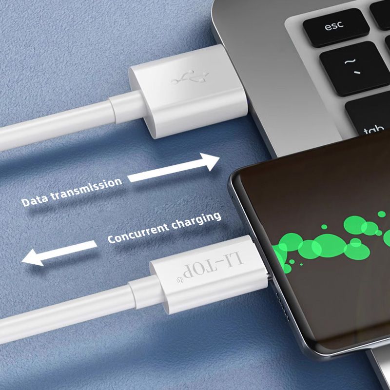66-watt USB Type-C data cable, 10-ampere, fast charging cable, mobile phone USB cable, suitable for Huawei, Xiaomi, Redmi, and Samsung models. USB Type-C data cable
