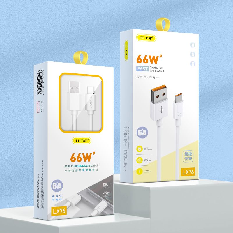 66-watt USB Type-C data cable, 10-ampere, fast charging cable, mobile phone USB cable, suitable for Huawei, Xiaomi, Redmi, and Samsung models. USB Type-C data cable