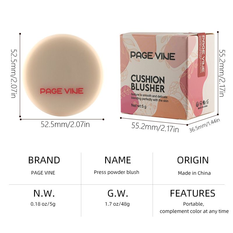 Sweet Color Air Cushion Blushes Private Label 6 Colors High Pigment Moisturizing Matte Velvet Cushion Blush With Mirror and Puff