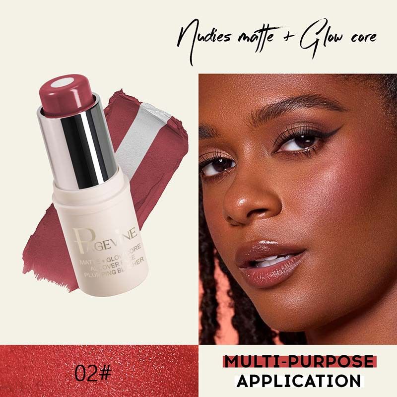 Multi-Purpose 2-IN-1 Cream Brush With Highlighter Lip & Cheek Makeup Natural Looking Daily Face Makeup Blusher