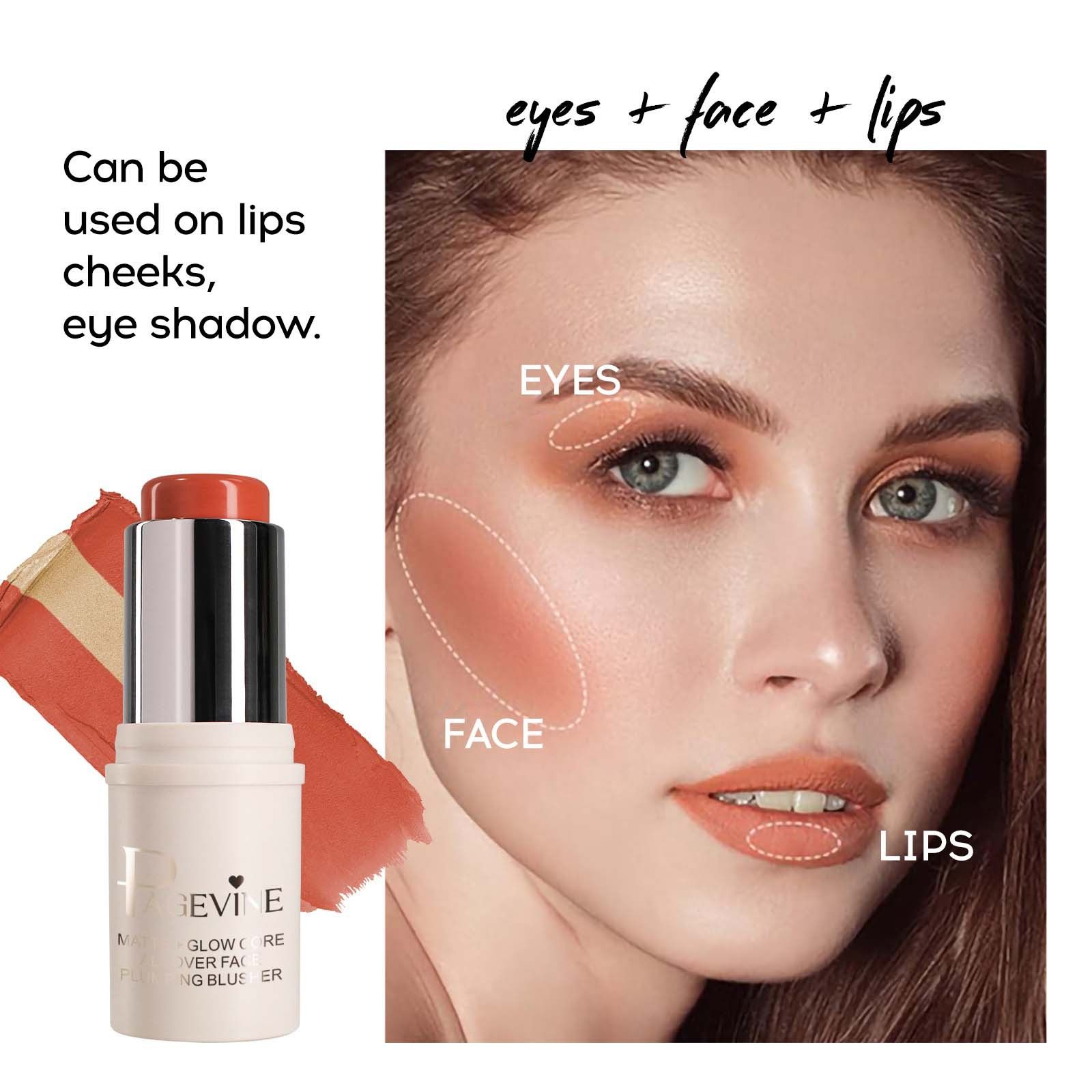 Multi-Purpose 2-IN-1 Cream Brush With Highlighter Lip & Cheek Makeup Natural Looking Daily Face Makeup Blusher