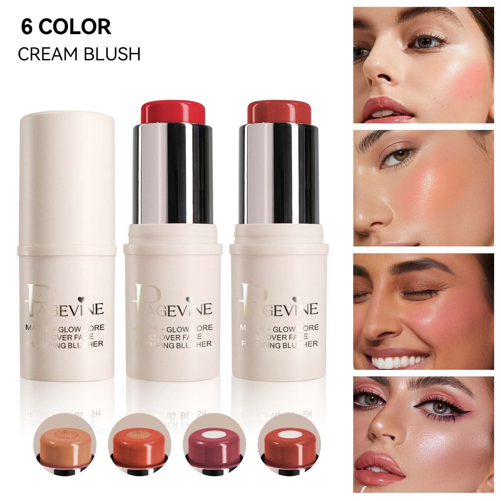 Multi-Purpose 2-IN-1 Cream Brush With Highlighter Lip & Cheek Makeup Natural Looking Daily Face Makeup Blusher
