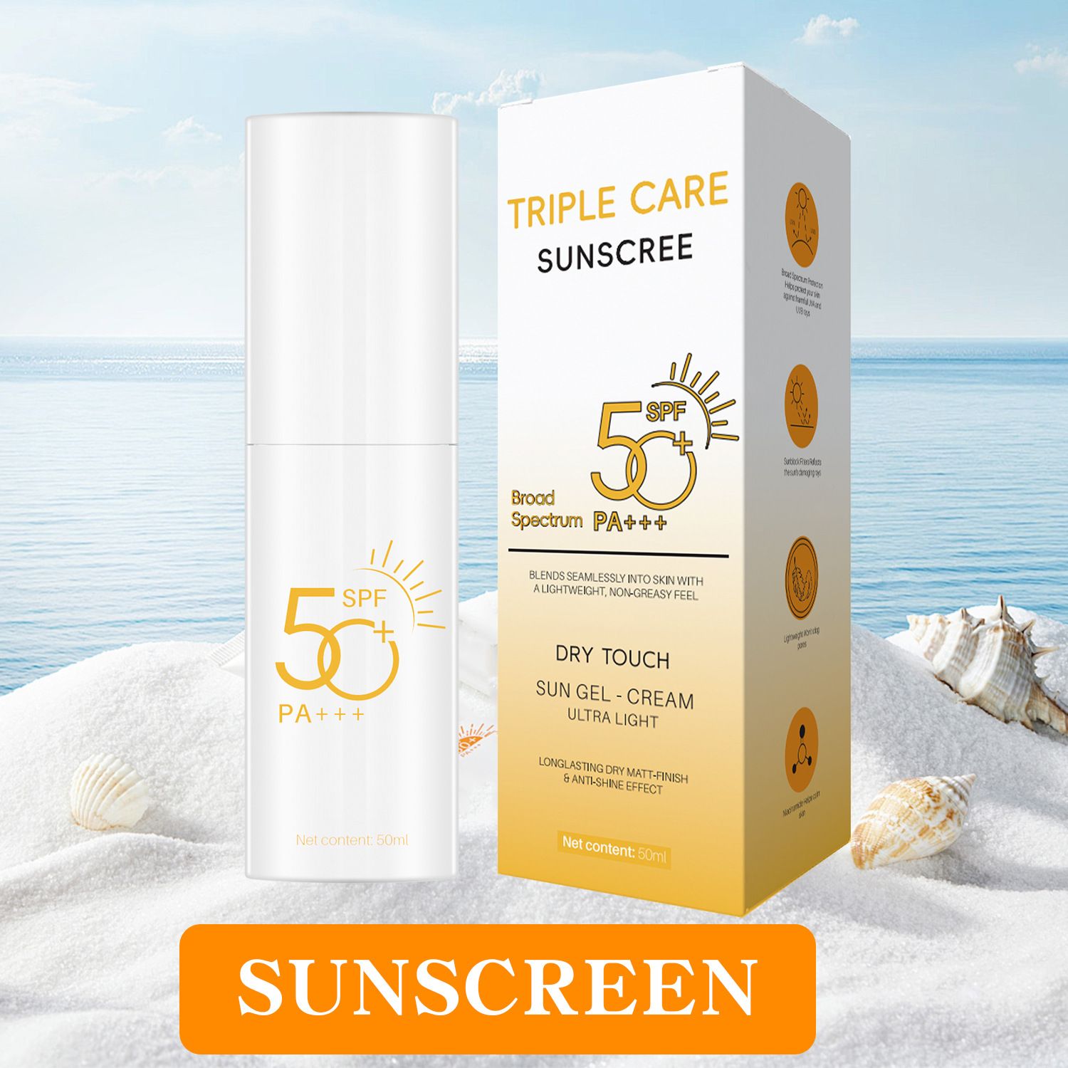 Sunscreen SPF 50 Private Label Vegan UV Protection Brightens and Moisturizes Skin Sun Block Sunscreen