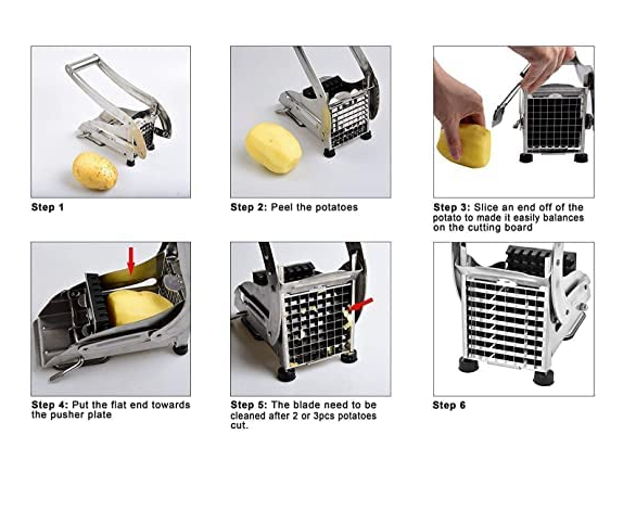 Manual Metallic Chips cutter,Potato Chips Strip Cutting Cutter Machine Maker Slicer Chopper with 2 Chips Cutter, Salad Vegetable & Potato Chipper