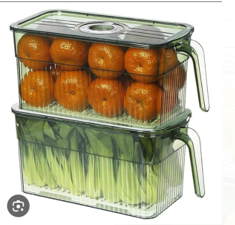 3 Liter Acrylic Fridge Container Refrigerator Organizer Bins, Kitchen Organizers and Storage, Refrigerator Organizers and Storage, Stackable Clear Food Storage Bins, Fridge