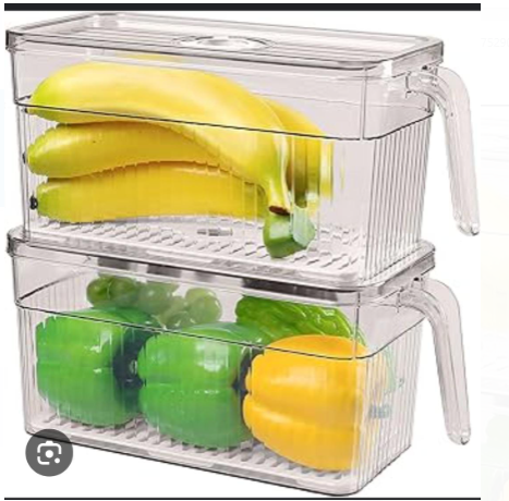 3 Liter Acrylic Fridge Container Refrigerator Organizer Bins, Kitchen Organizers and Storage, Refrigerator Organizers and Storage, Stackable Clear Food Storage Bins, Fridge