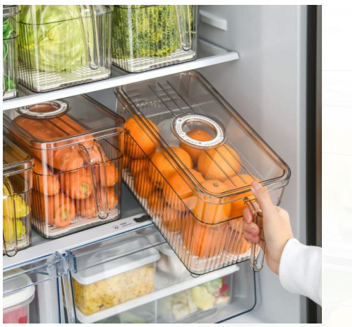 3 Liter Acrylic Fridge Container Refrigerator Organizer Bins, Kitchen Organizers and Storage, Refrigerator Organizers and Storage, Stackable Clear Food Storage Bins, Fridge